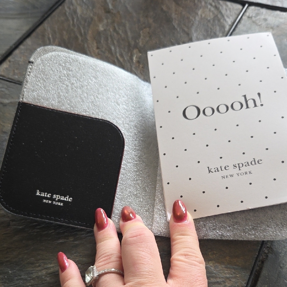 kate spade Black & Multi-color Glitter Leather Logo Passport Wallet - Picture 2 of 7